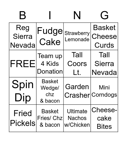 Buffalo Bingo Card