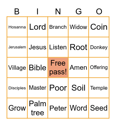 Bible Bingo Card