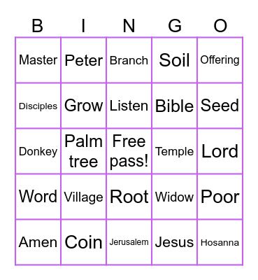 Bible Bingo Card