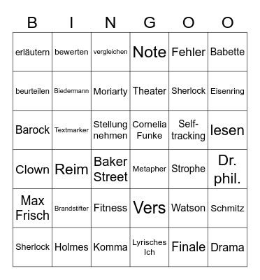 Deutsch Themen 24/25 Bingo Card