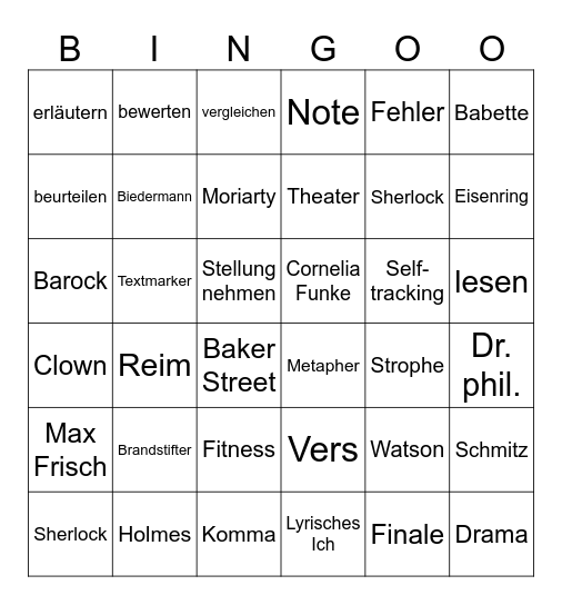 Deutsch Themen 24/25 Bingo Card