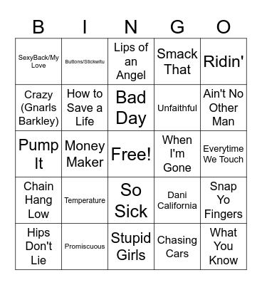 Billboard Year-End 2006 Bingo Card