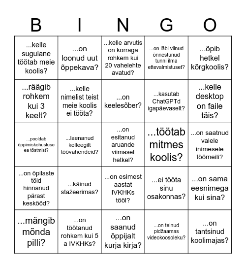 Leia keegi, kes.... Bingo Card