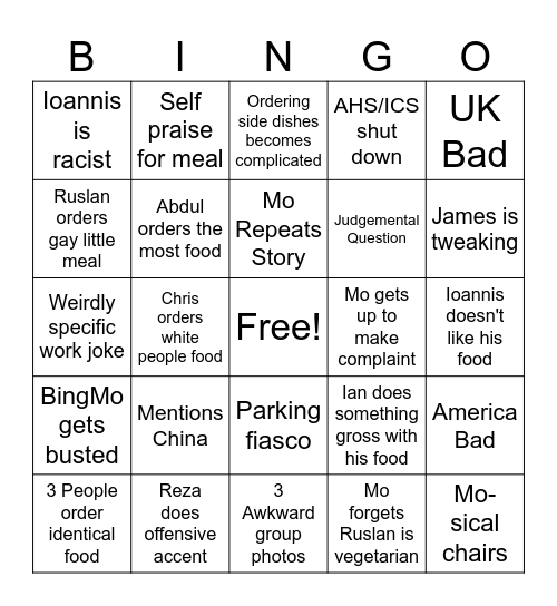 Work BingMo Bingo Card