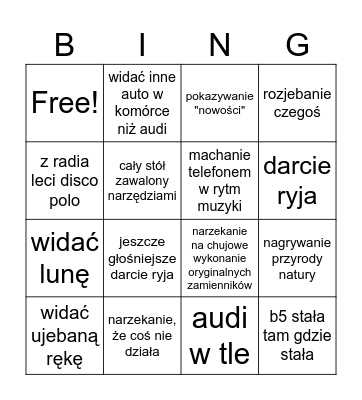 Tomek i komórka Bingo Card