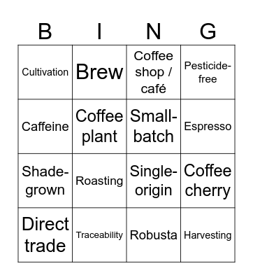 coffee bingo Card