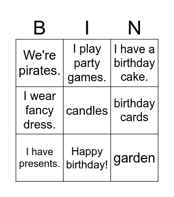 Birthday Bingo Card