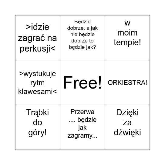 Co Pan Olek mówi na próbie? Bingo Card
