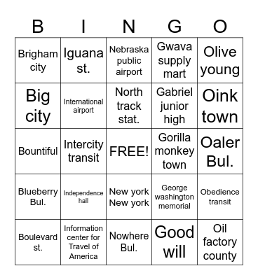 Bus stops! Bingo Card