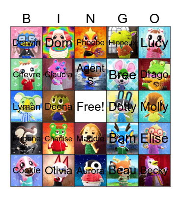 Animal Crossing Villager Hunting Bingo Card