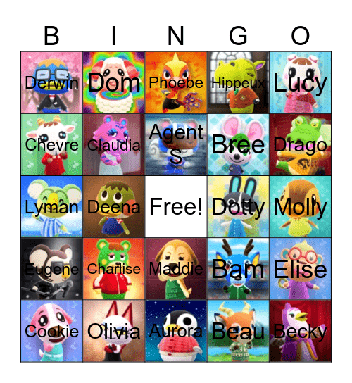 Animal Crossing Villager Hunting Bingo Card