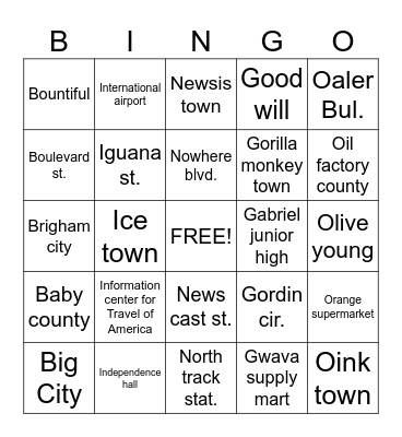 Bus stops! Bingo Card
