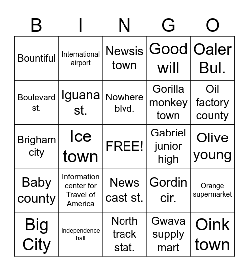 Bus stops! Bingo Card