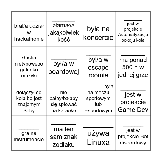 I::team Bingo Card