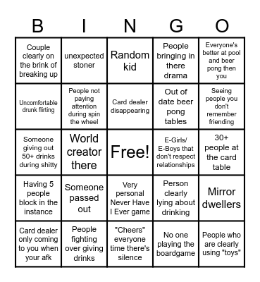 Drinking world Bingo Card