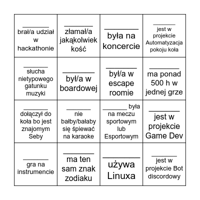 I::team Bingo Card