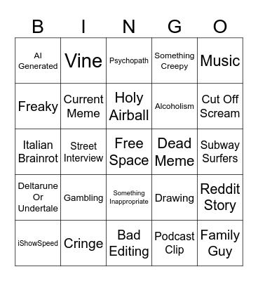 Instagram Reels Bingo Card