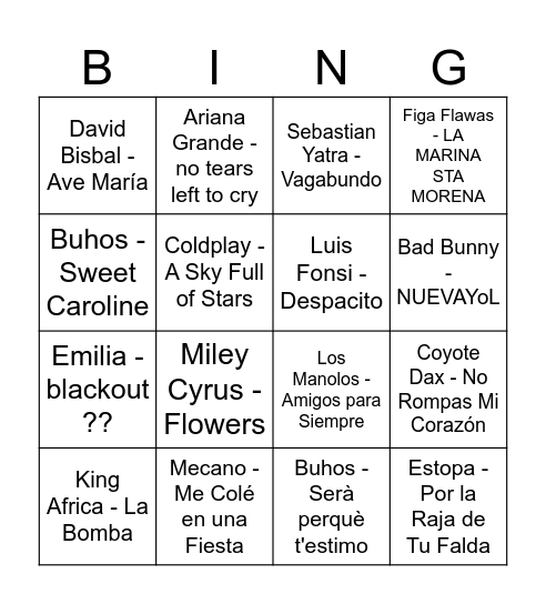 BINGO PERICH Bingo Card