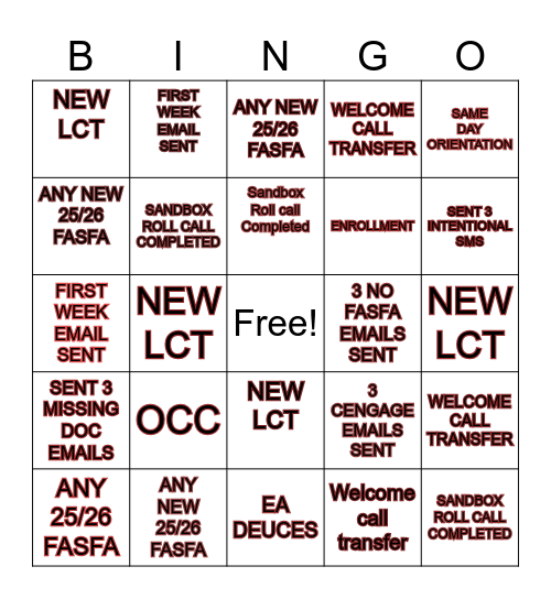 G'S UNIT PRE-START WEEK STITCH BINGO Card