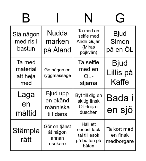 VENLA/JUKOLA 2025 Bingo Card