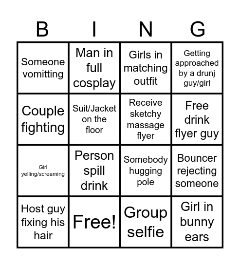 Shinjuku Night Safari Bingo Card