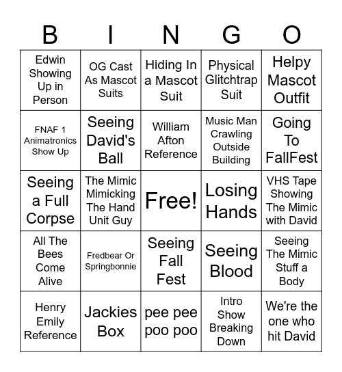 Secret Of The Mimus Bingo Card