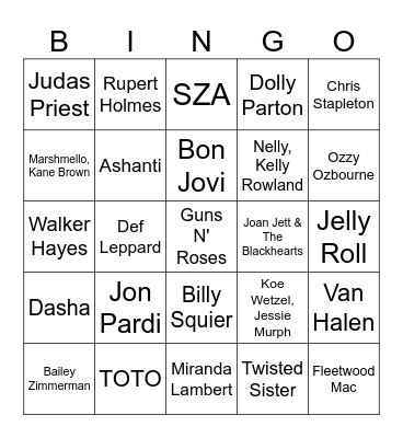 Big Hair & Boat Flares - Game 1 Bingo Card