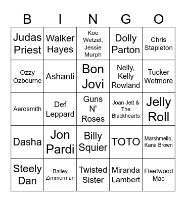 Big Hair & Boat Flares - Game #1 Bingo Card