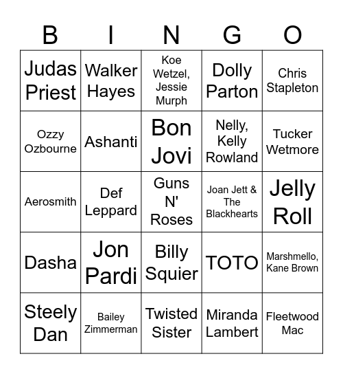 Big Hair & Boat Flares - Game #1 Bingo Card