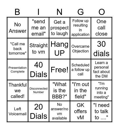 BBB Bingo Card
