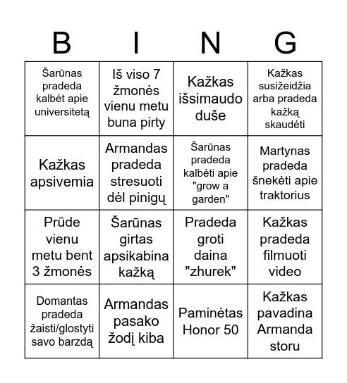 Audrius Bingo Card