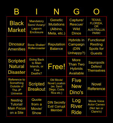 JWE3 Campaign Bingo Card