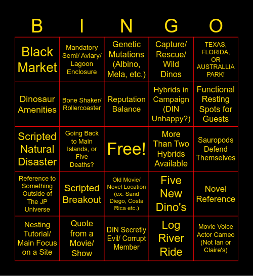 JWE3 Campaign Bingo Card