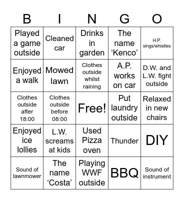 Summer Bingo in YO31 9HA Bingo Card