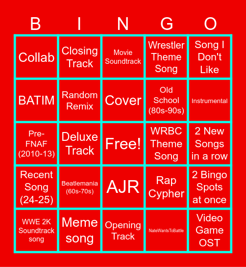 Apple Music Bingo Card