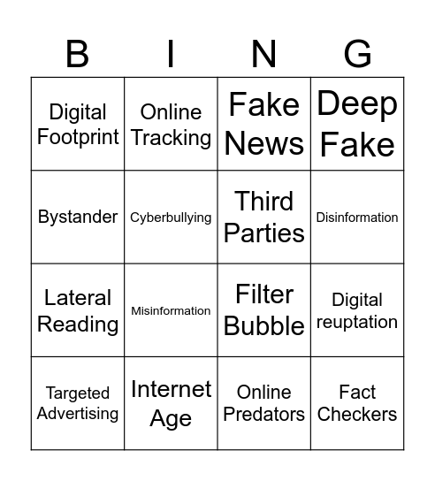 Unit 1 Bingo Card