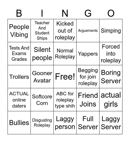 Something Burger Bingo Card