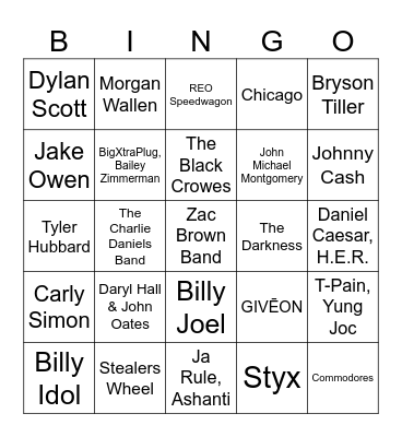 Big Hair & Boat Flares - Game #2 Bingo Card