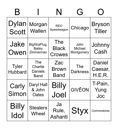 Big Hair & Boat Flares - Game #2 Bingo Card