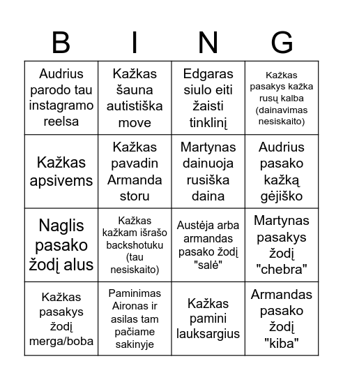 Domantas Bingo Card