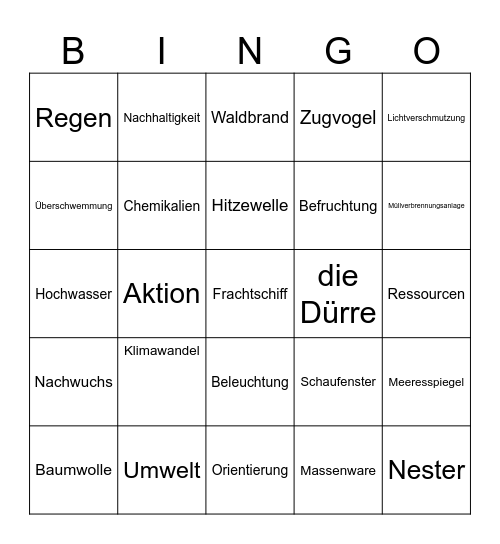 NATÜRLICH Bingo Card