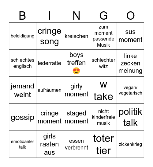 MädchenWG 2025 Bingo Card