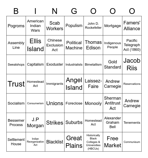 Unit 3 Bingo! Bingo Card