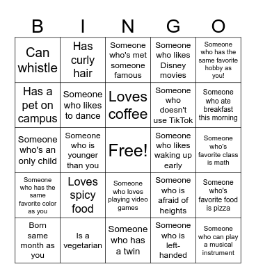 Human Bingo Card