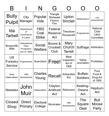 Unit 4 Bingo Card