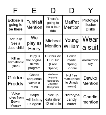 SECRET OF THE MIMIC PREDICTIONS Bingo Card