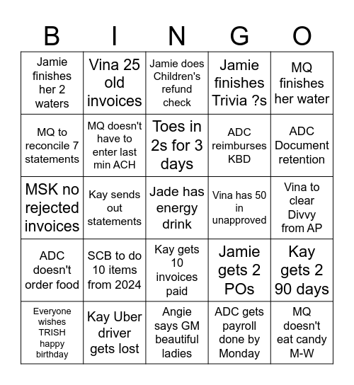 Accounting 6/16 Bingo Card