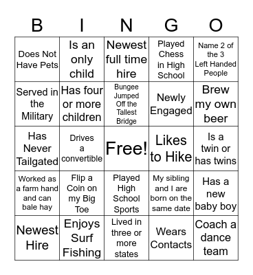 Ice Breaker Bingo Card