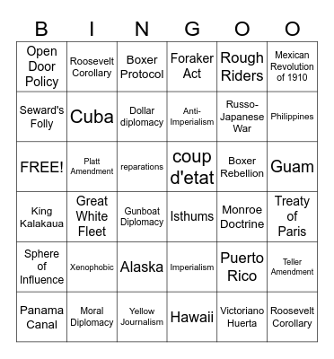 Unit 5 Bingo Card
