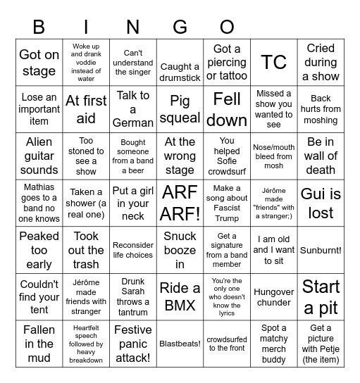 Jera on Air 25 Bingo🧡 Bingo Card